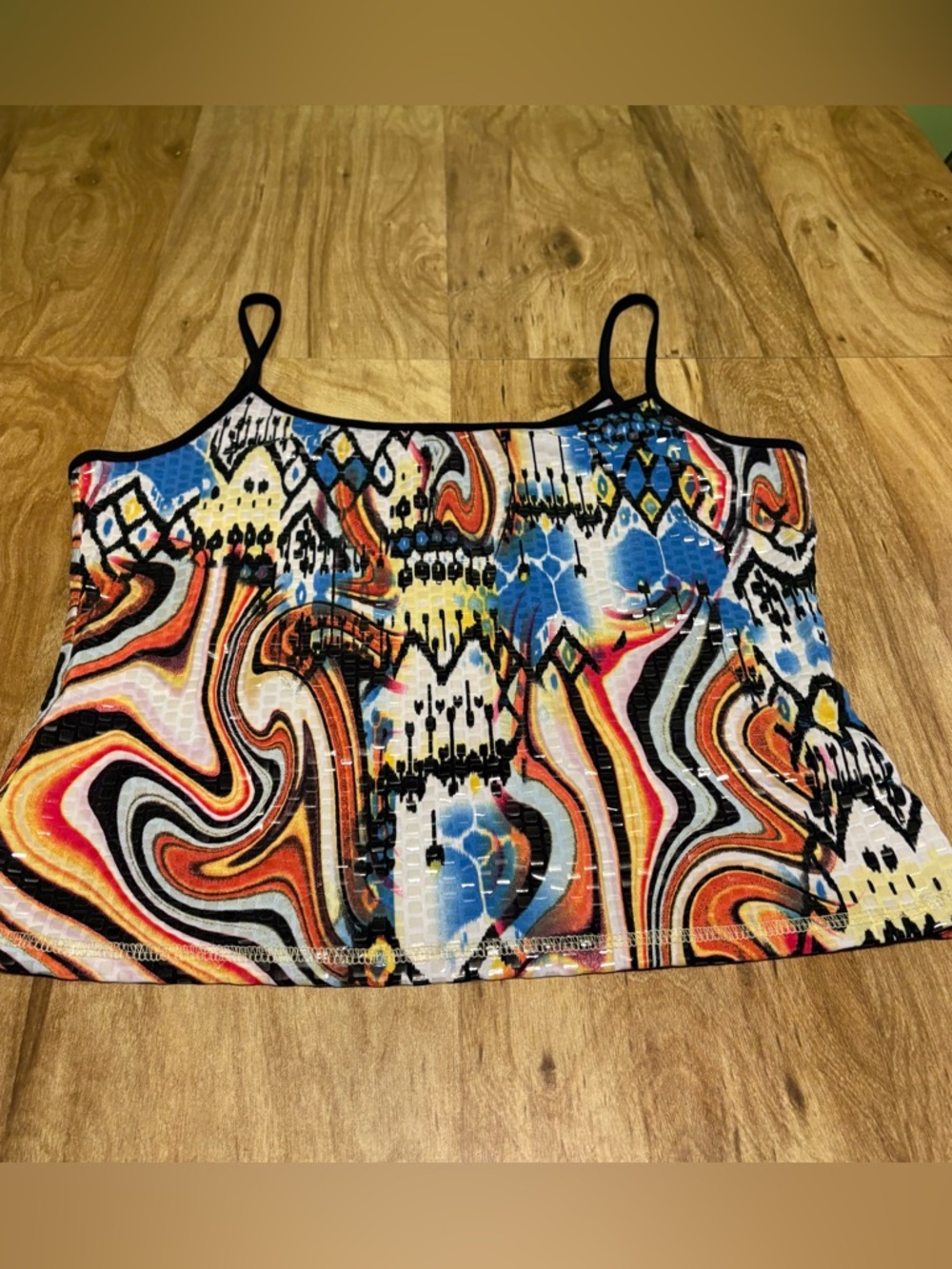 Joseph Ribkoff Colorful Camisole Stretch Tank  Top Multi Color Straps Size 12